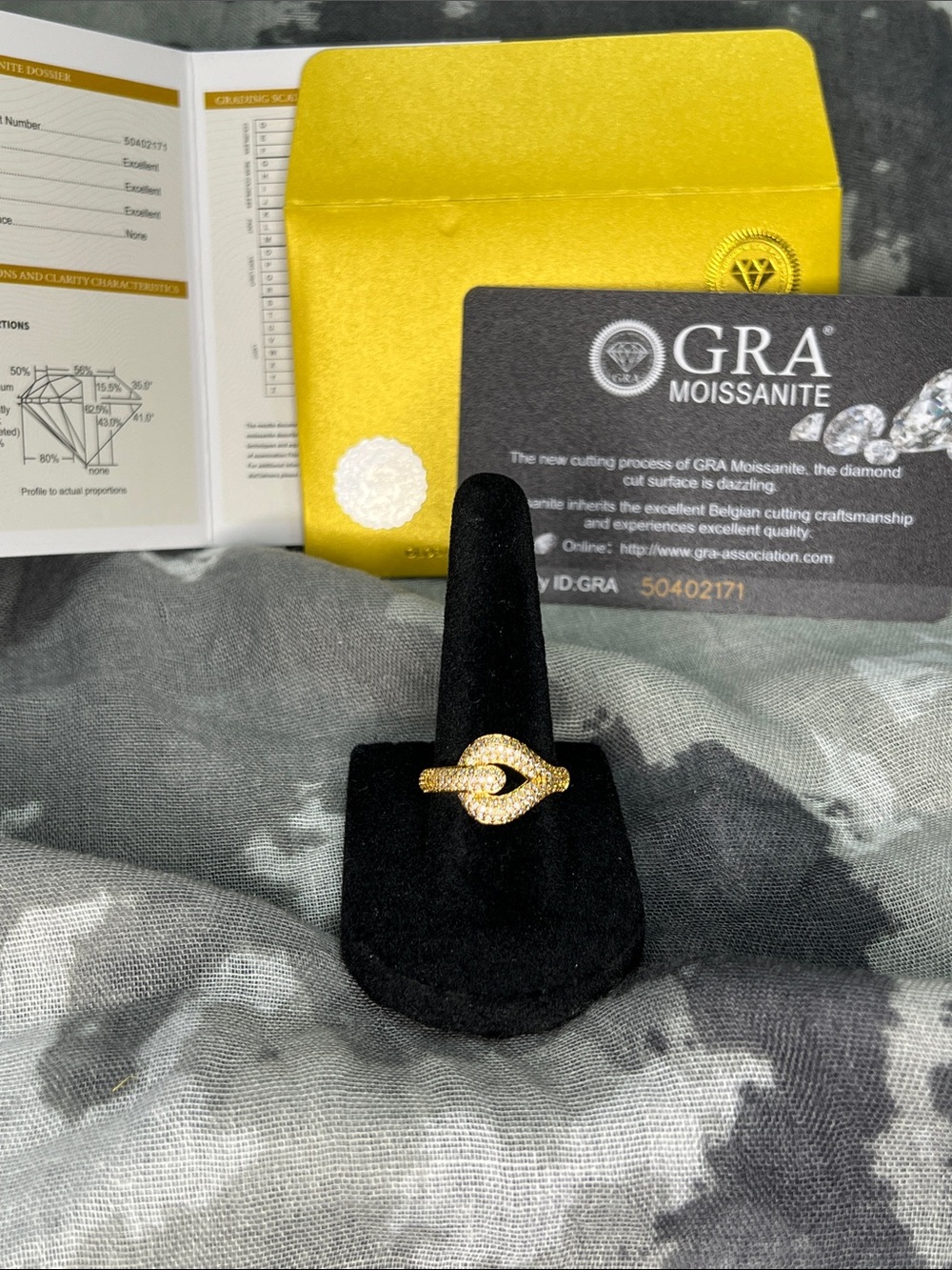18k Gold over S925 Knot Ring - Moissanite Diamonds